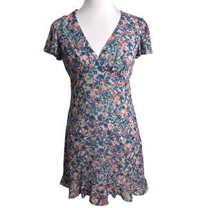 Floral Midi Dress in Sage and Blue